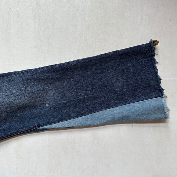 Anthropologie Pilcro High Rise Flare Crop Two Tone Denim Jeans - Picture 4 of 10